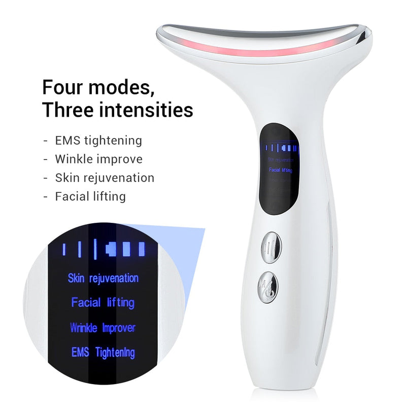 Massageador com Fototerapia LED para Reduzir Rugas de Pescoço e flacidez